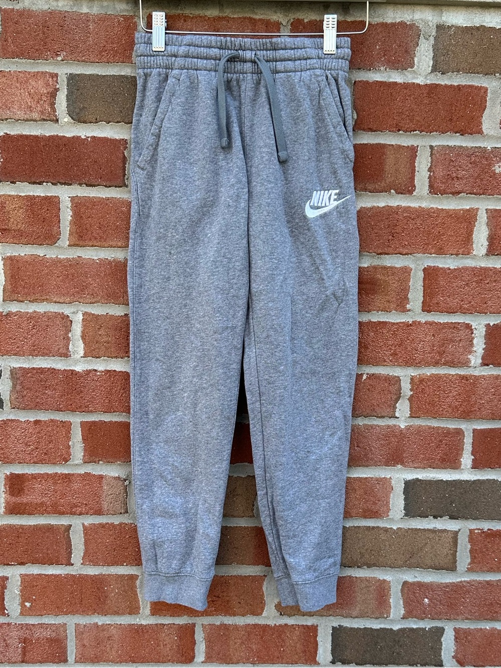 Nike Kids Gray Heather Drawstring Fleece Joggers Size M